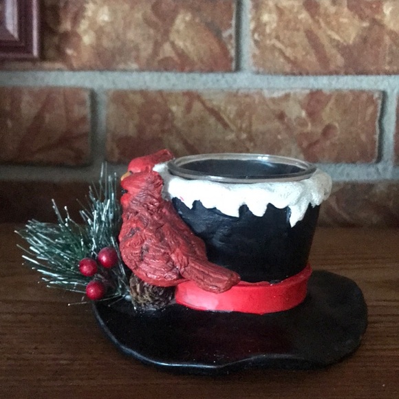 Rare Red Cardinal Frosted Candle Tea Light Holder - Picture 3 of 7